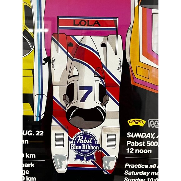 1981 Pabst 500 Racing Poster Road America BMW lola Corvette 28" framed +xtras - Picture 9 of 13